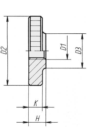 Schéma 1 + Ecrou moleté 
version basse DIN 467 en acier ou inox 